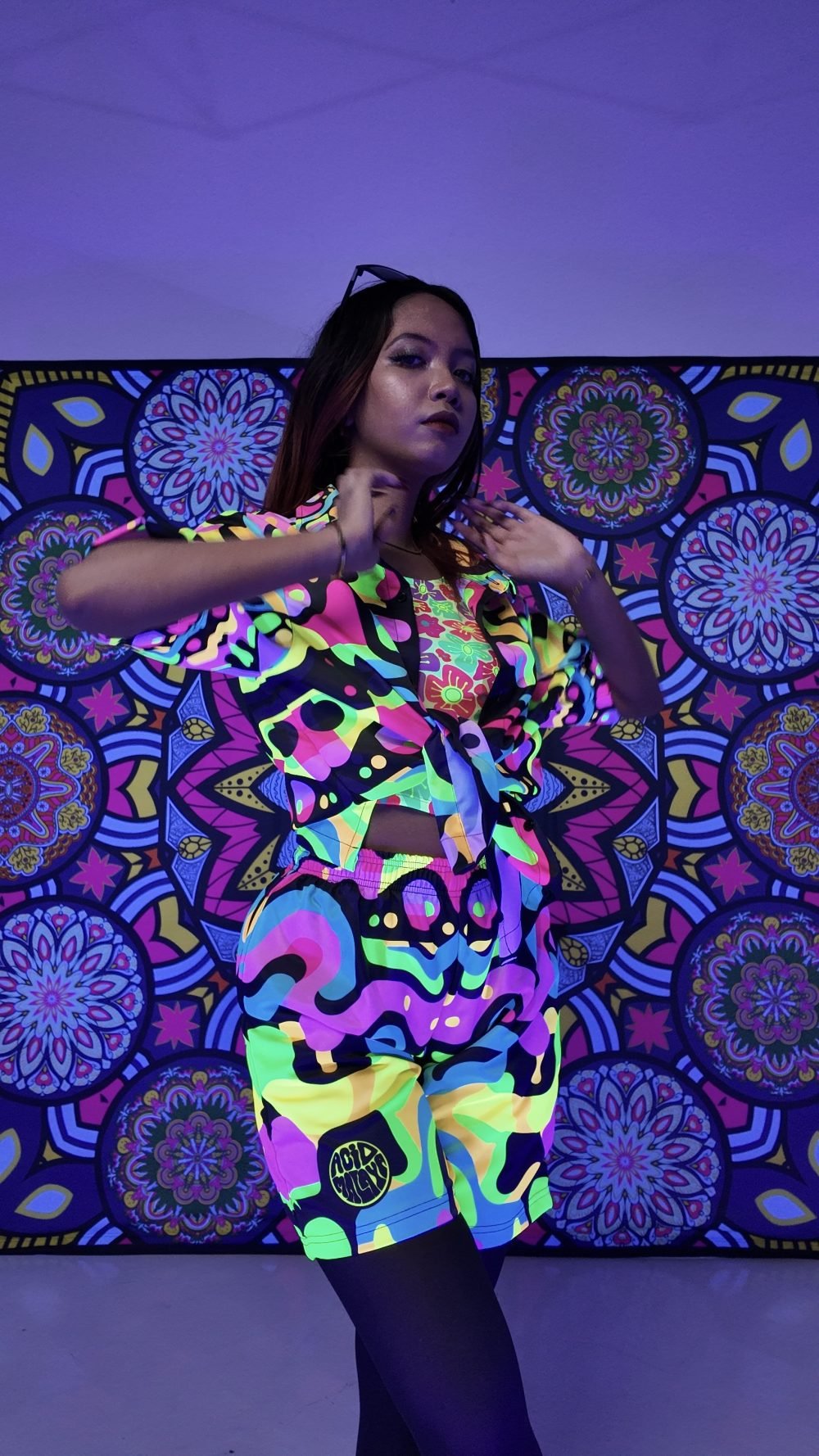 Green blouse with signs